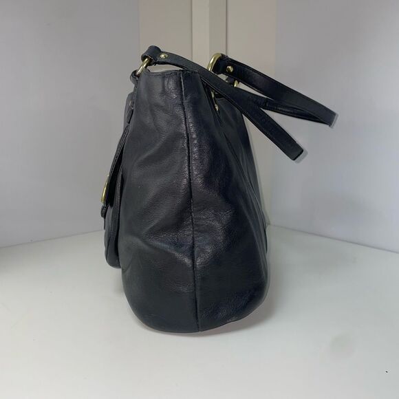 Coach Campbell Belle Black Leather Carryall Tote Shoulder Bag - Picture 5 of 11